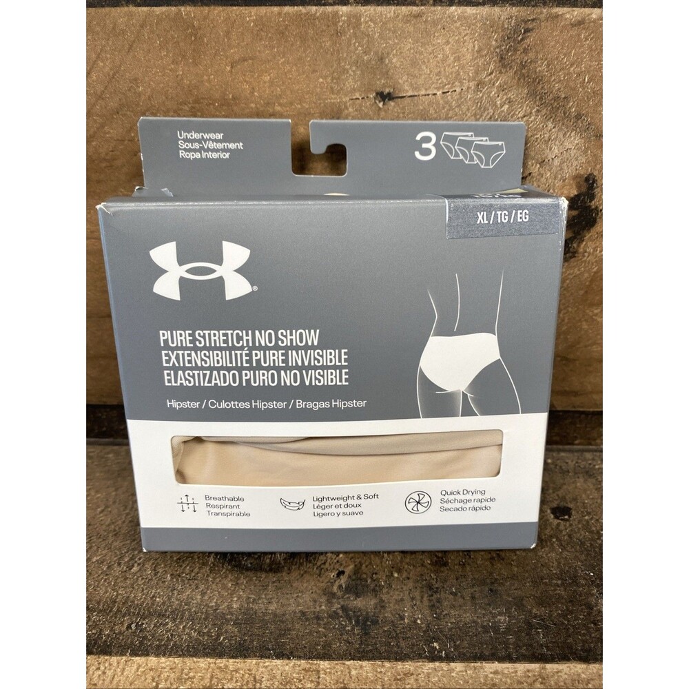 Under Armour Women's XL Beige Pure Stretch Hipster Underwear 3 in Package New Op